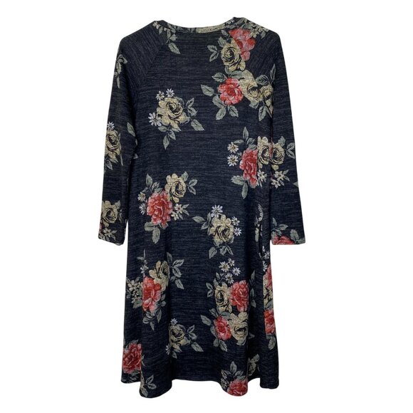 Be Stage S Floral A-Line Dress Made in USA Comfy Stretch Casual Romantic Boho - Picture 2 of 8